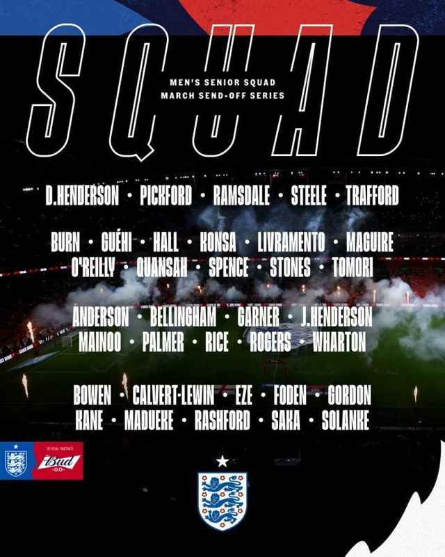 英格兰队最新征召名单公布,凯恩继续领军;萨卡、福登强势入选,马奎尔与梅努惊喜回归。 体育新闻